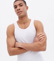 New Look White Ribbed Muscle Fit Vest